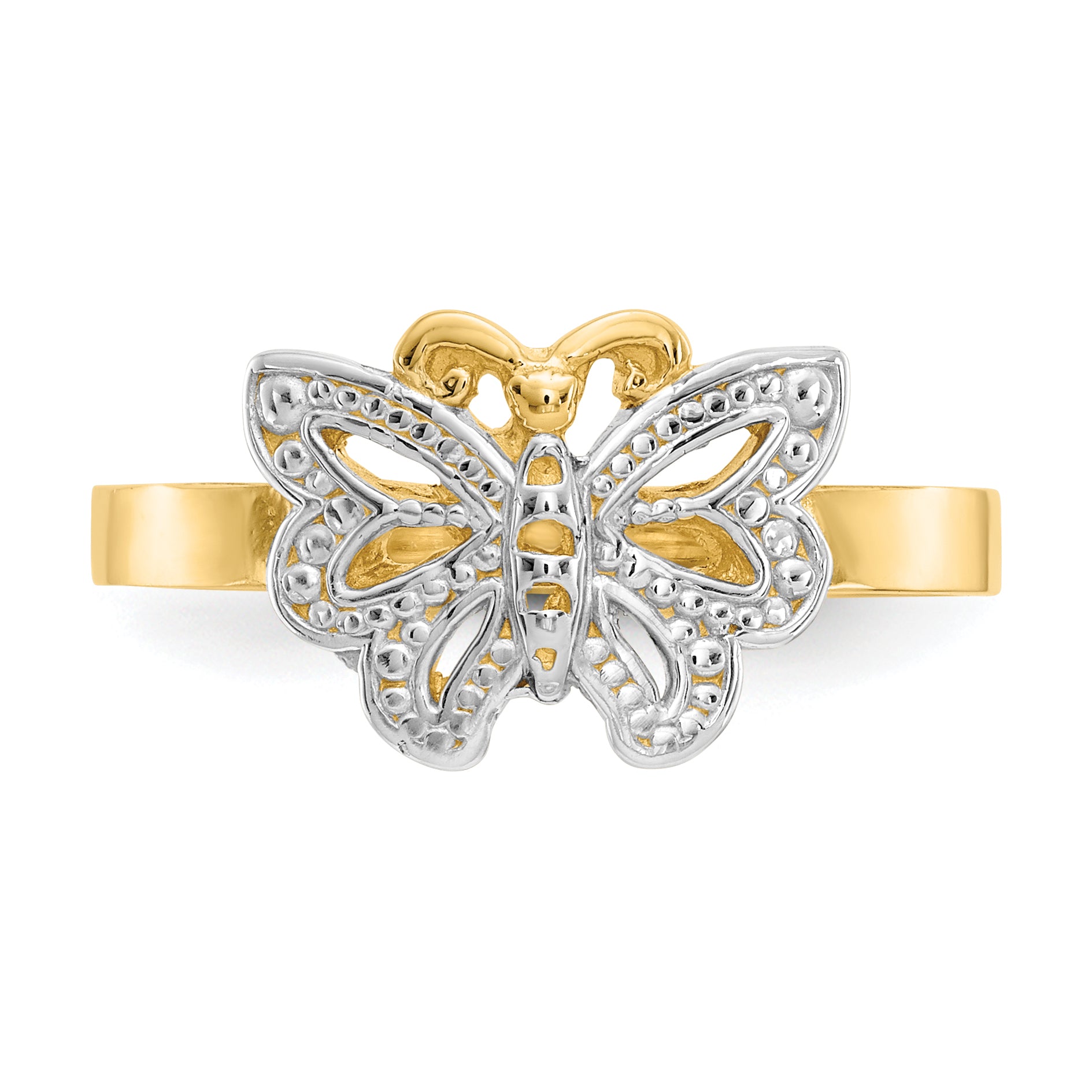 14k WithRhodium Butterfly Ring