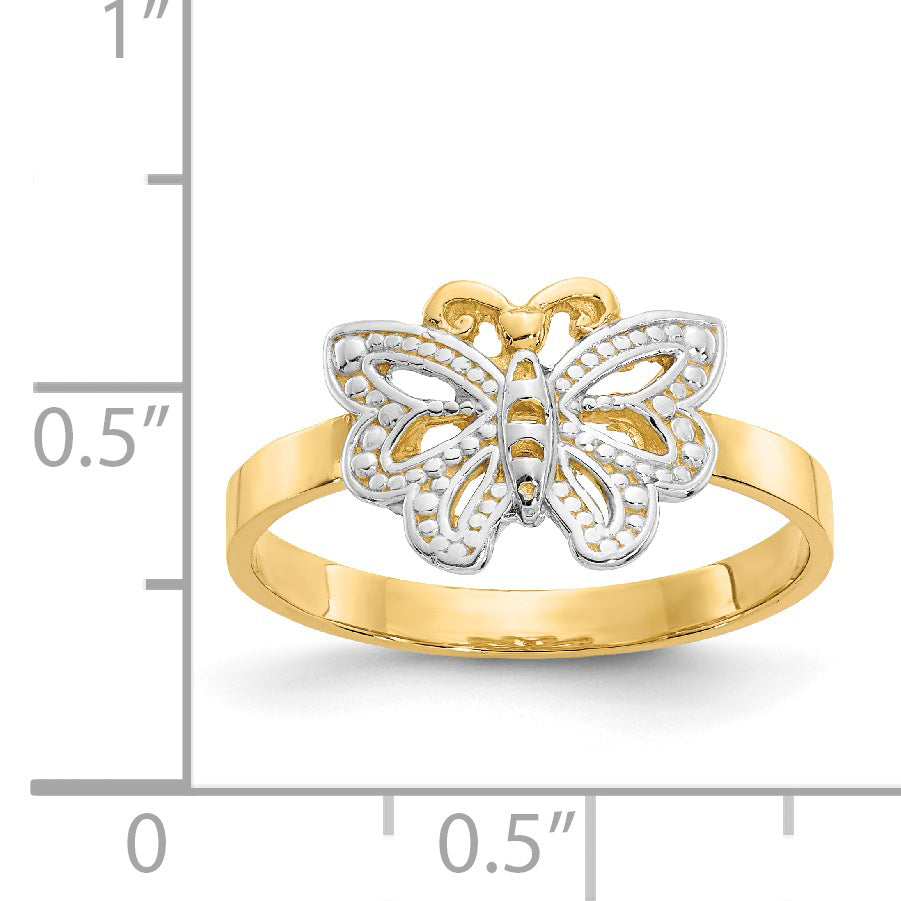 14k WithRhodium Butterfly Ring