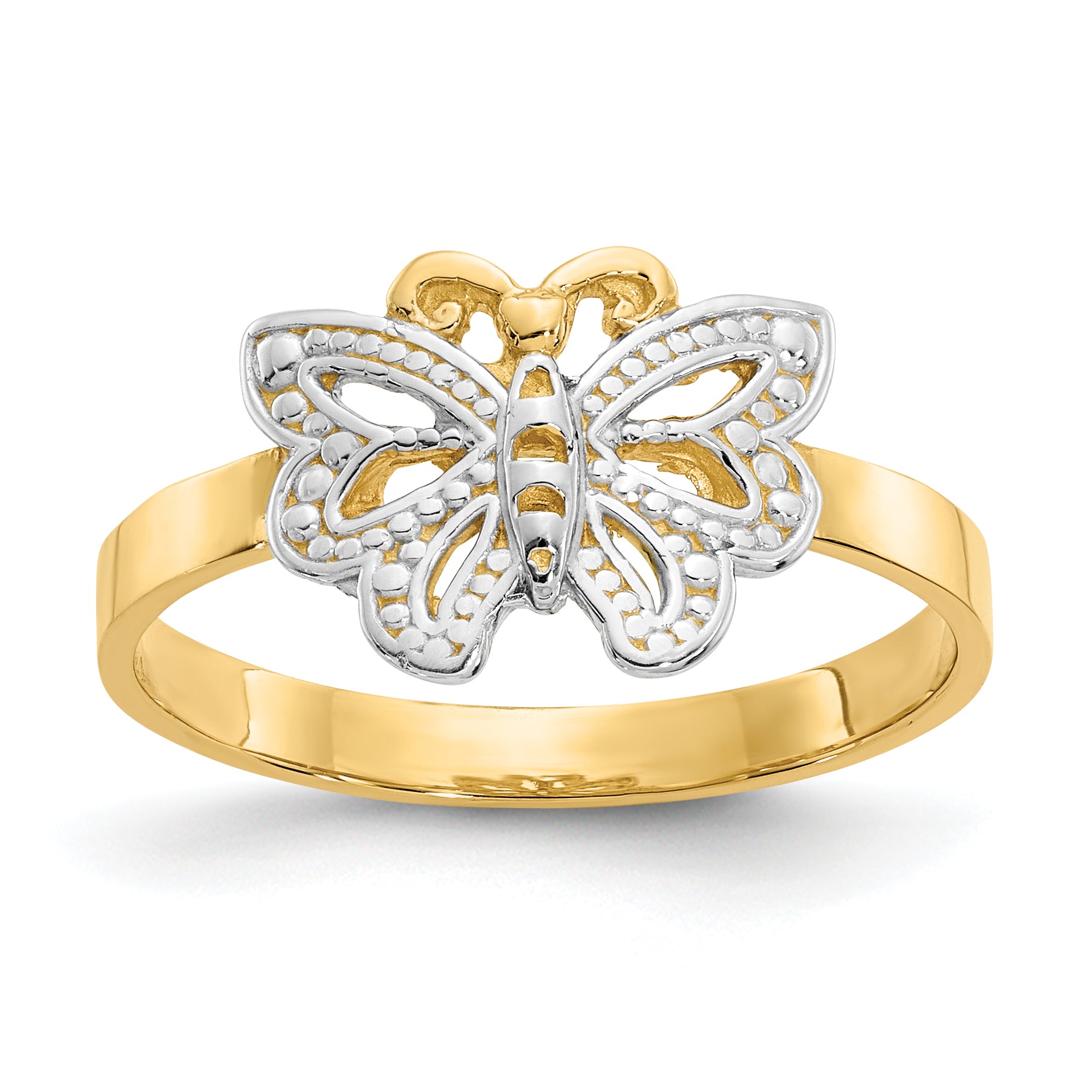 14k WithRhodium Butterfly Ring