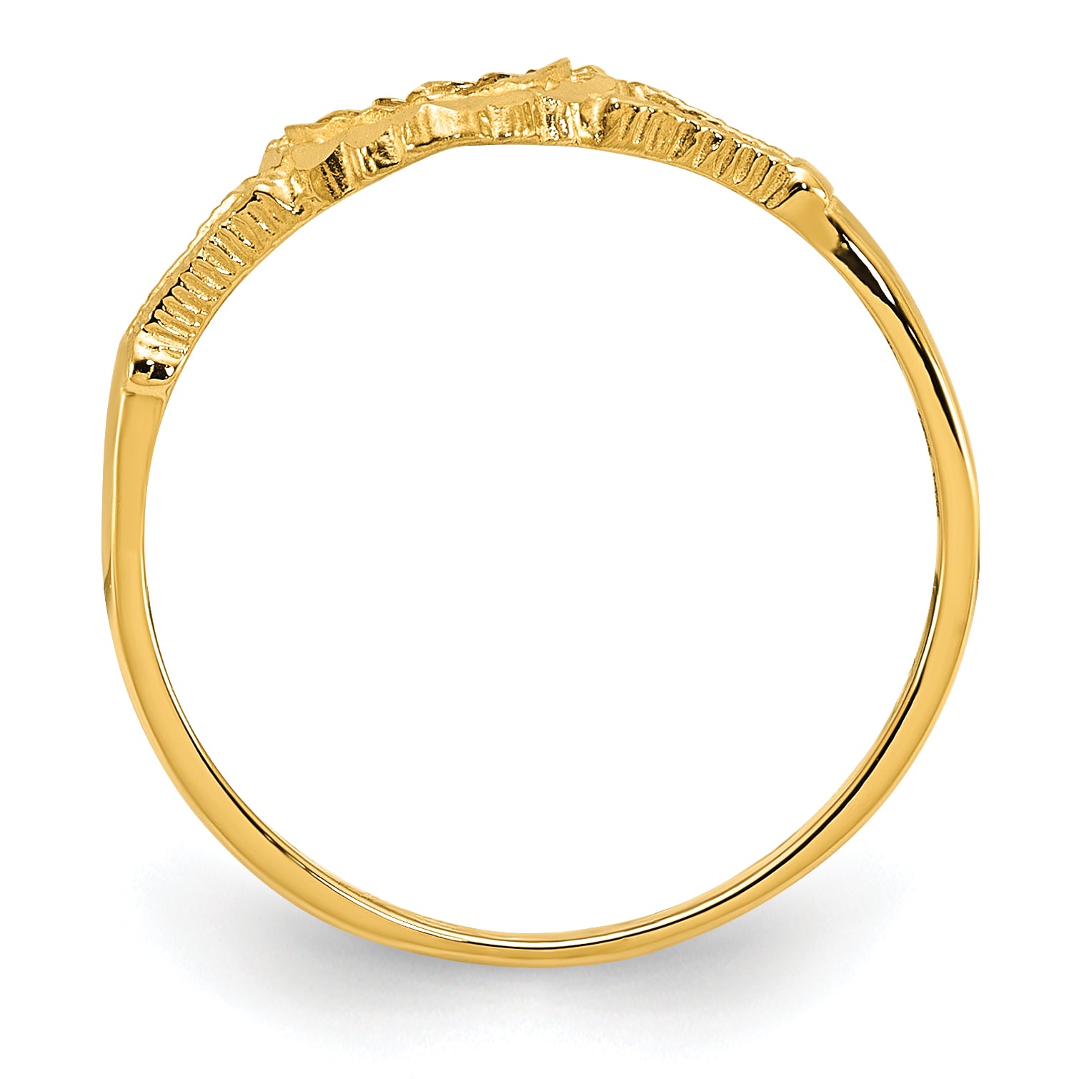 14K Diamond-Cut Childs Heart & Cross Ring Secondary image