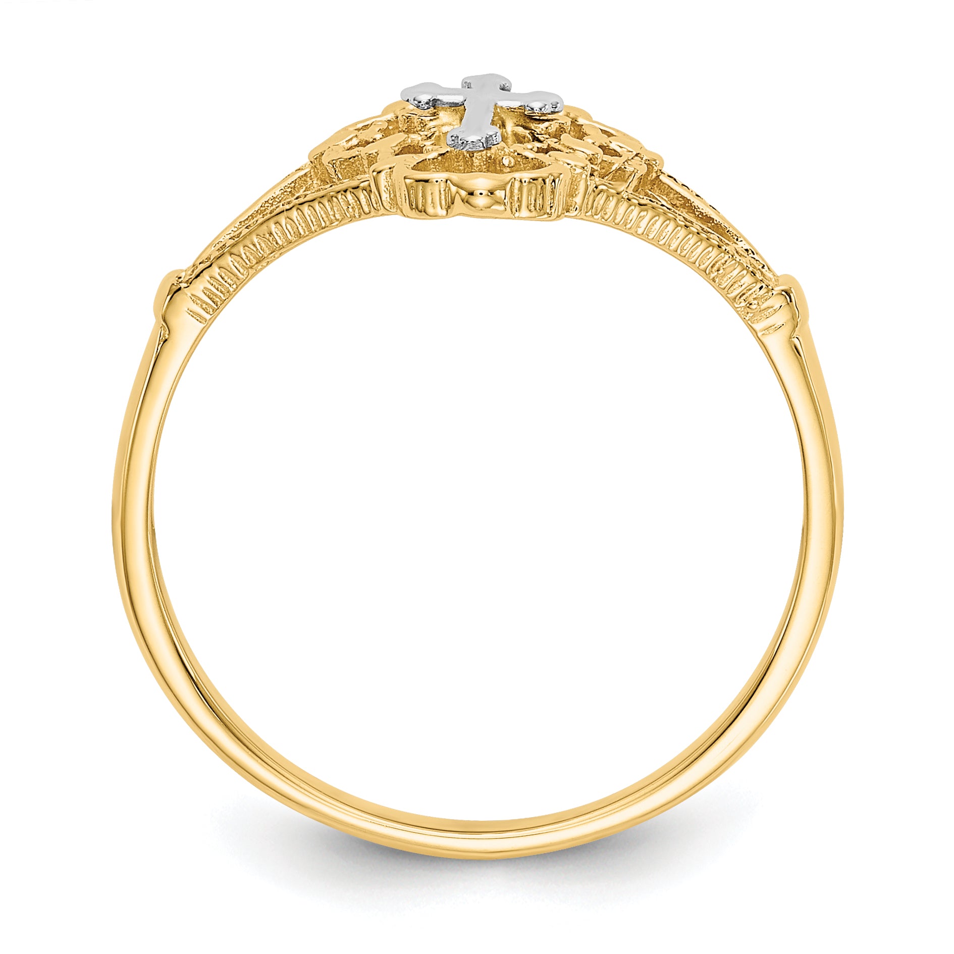 14K Two-tone Diamond Cut Cross Ring Secondary image