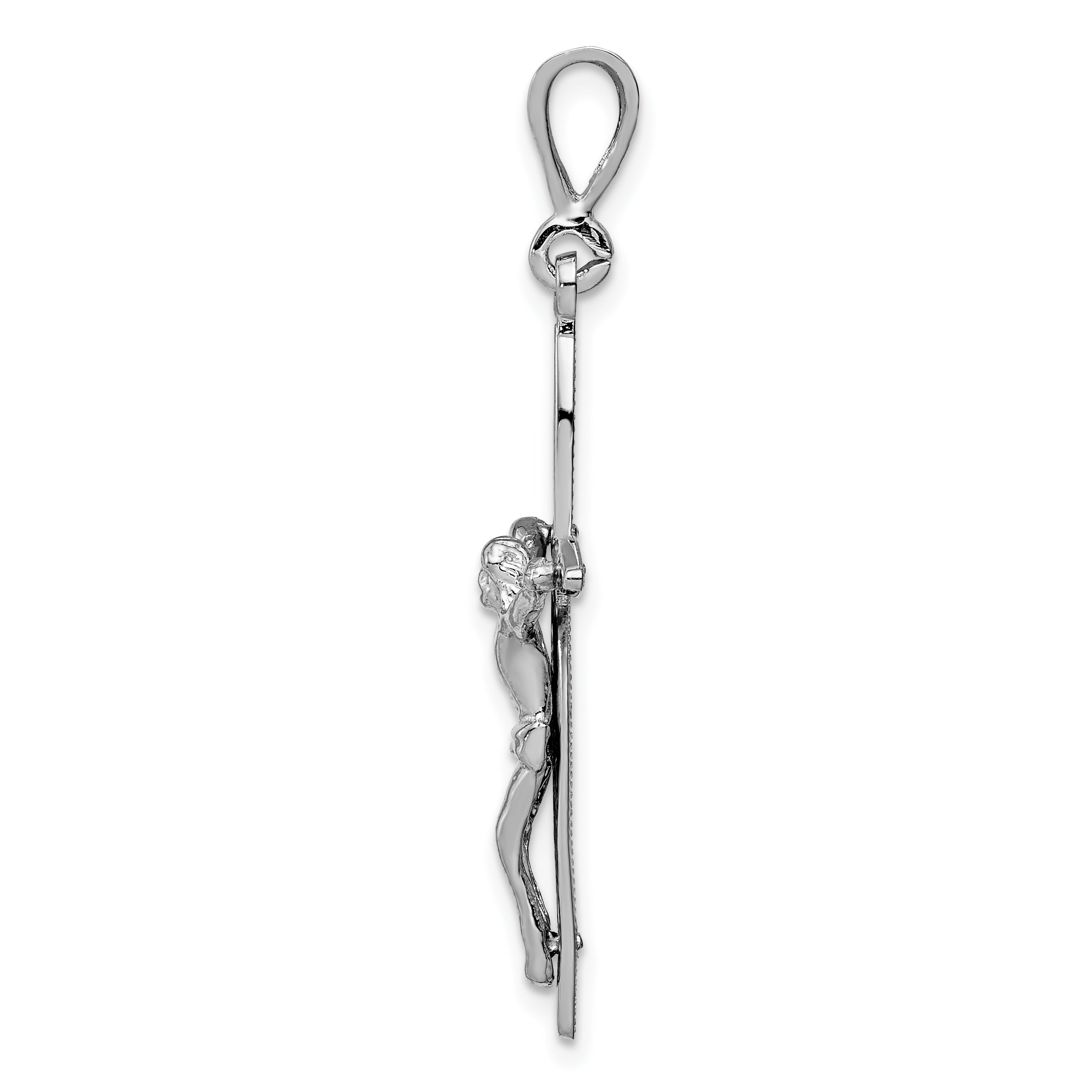 14K White Gold Passion Crucifix Pendant with Rhodium Finish Elegant 42mm Design Secondary image