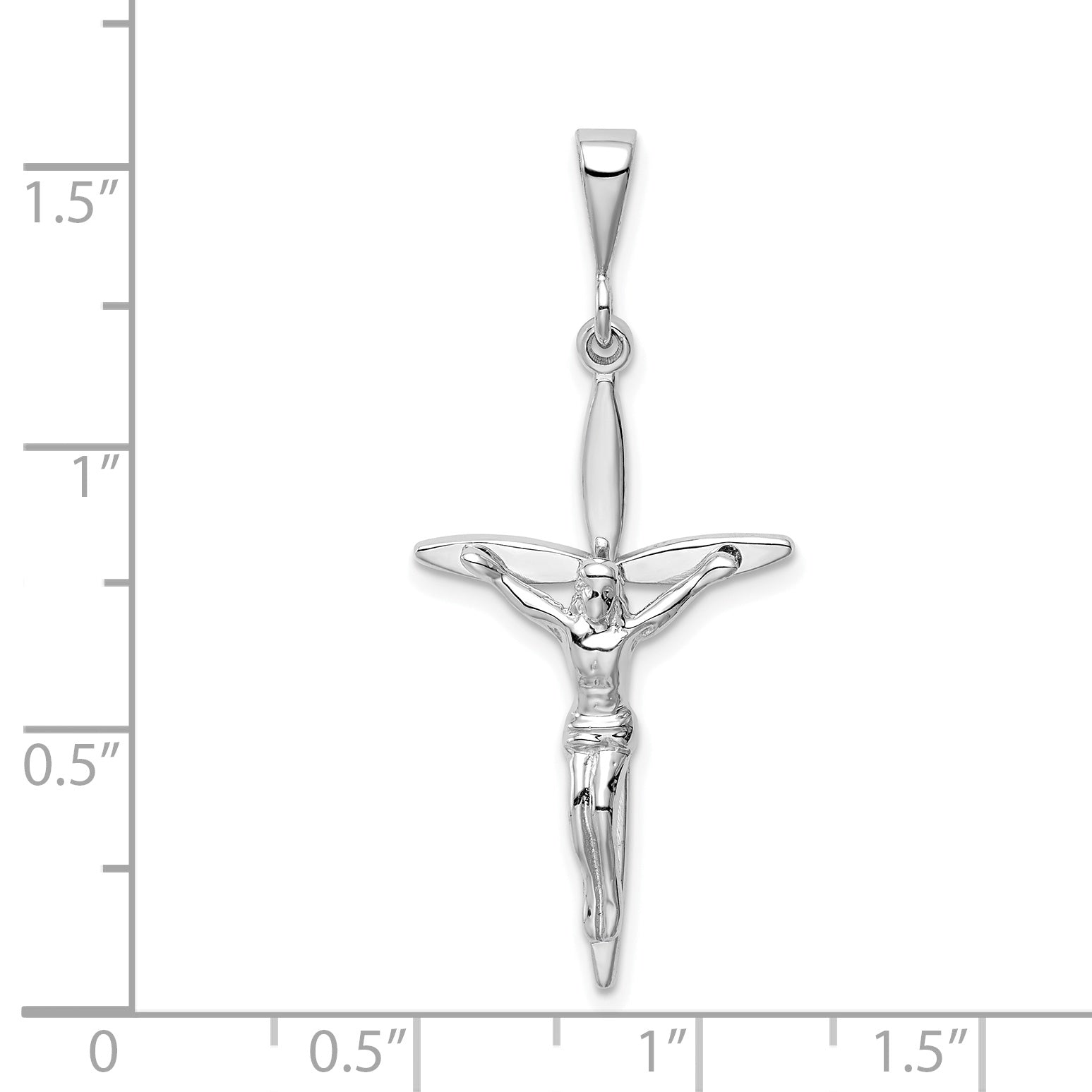 14K White Gold Passion Crucifix Pendant with Rhodium Finish Elegant 42mm Design