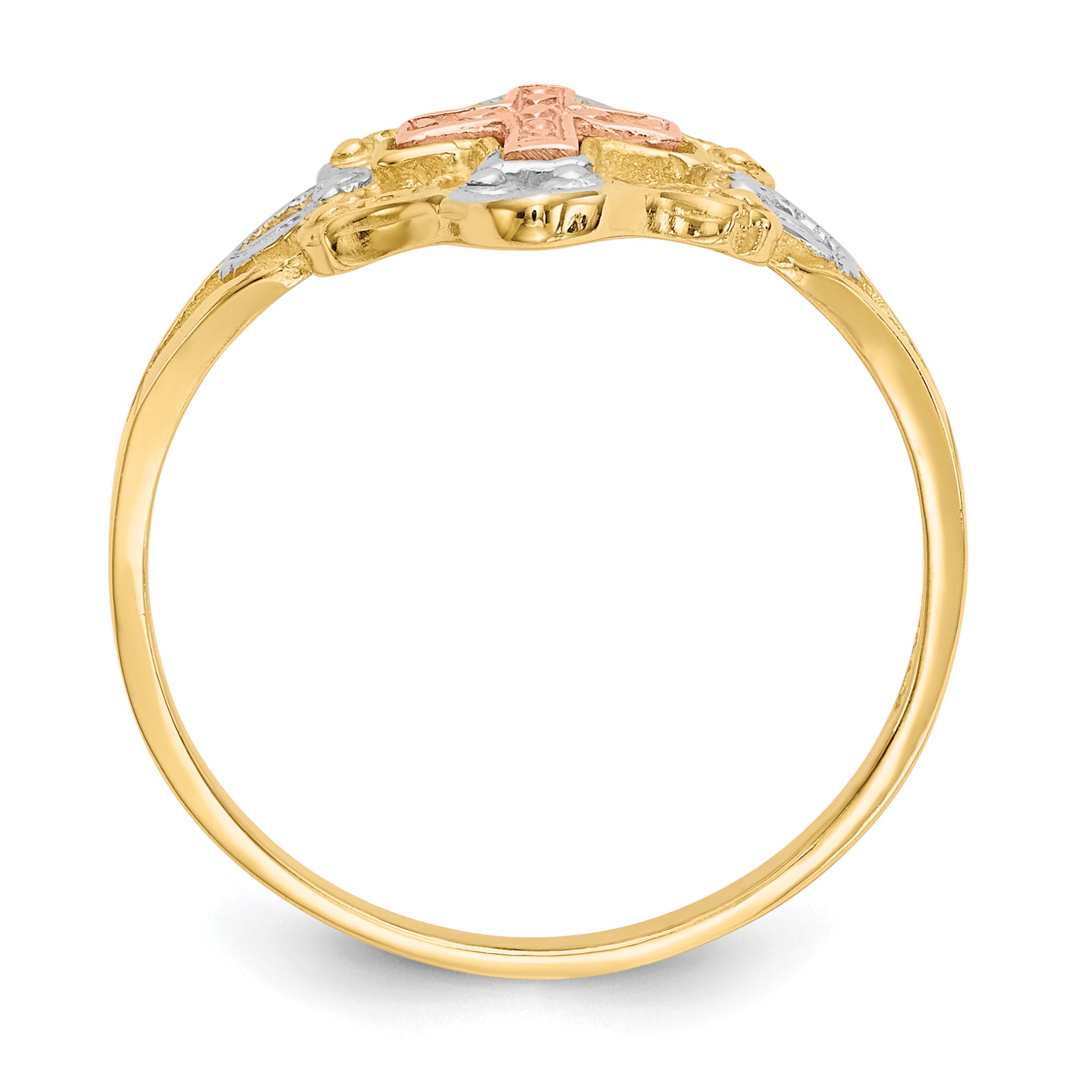 14K Two-tone WithWhite Rhodium Cross Ring Secondary image