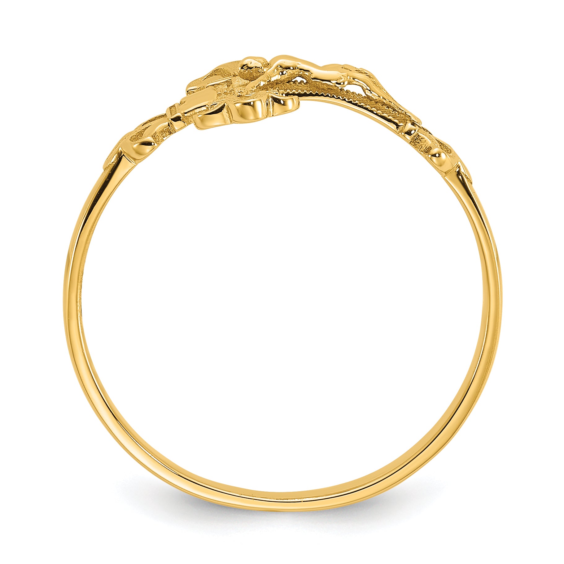 14K Diamond Cut Crucifix Ring - 7
