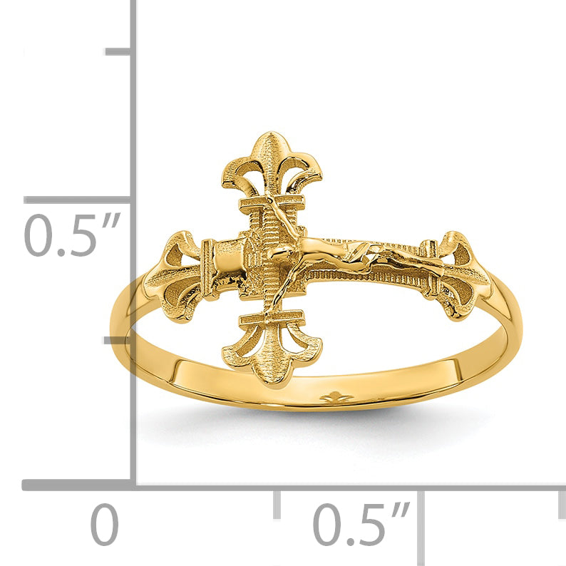 14K Diamond Cut Crucifix Ring - 7