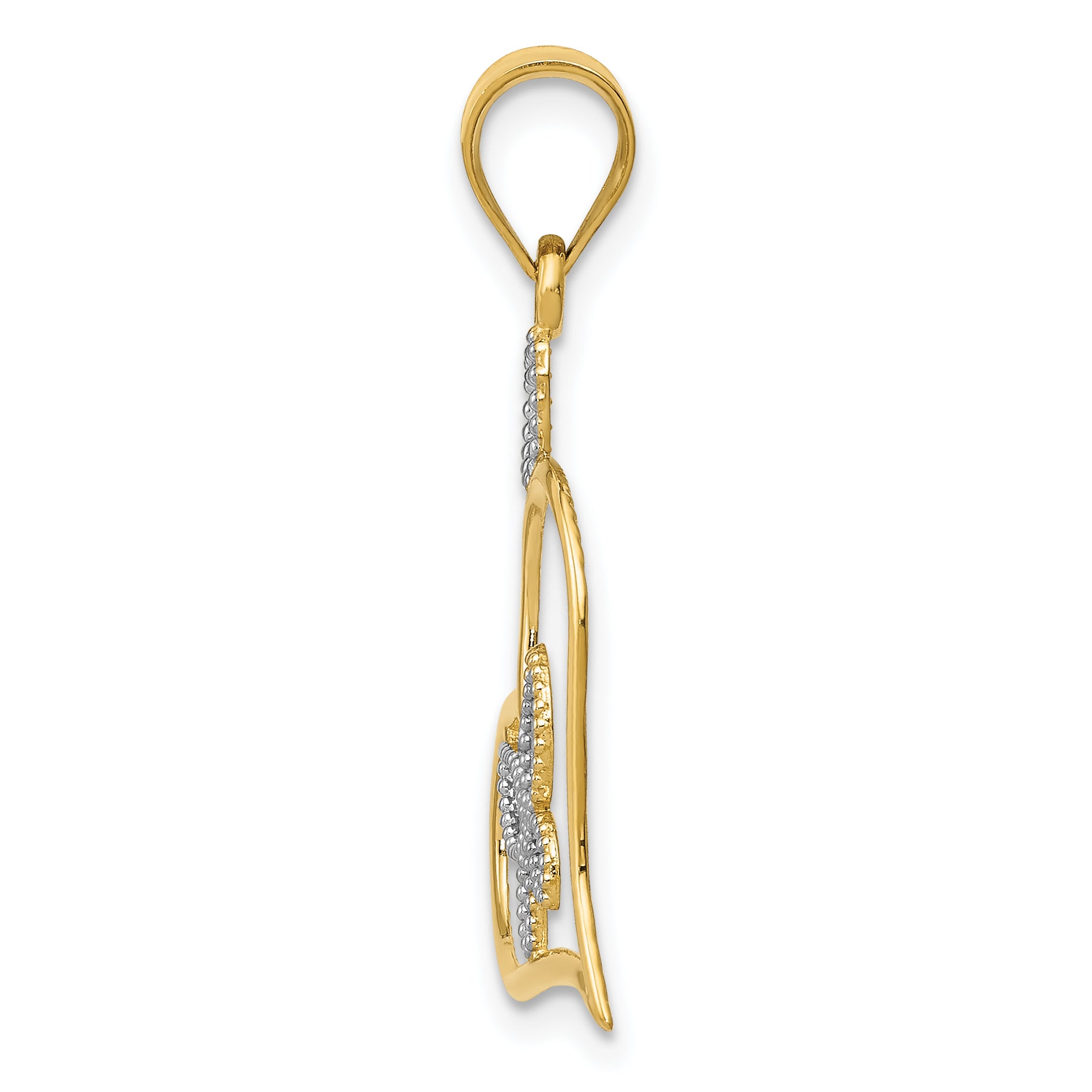14K Gold Butterfly in Heart Pendant with White Rhodium Accents  Polished Finish Secondary image