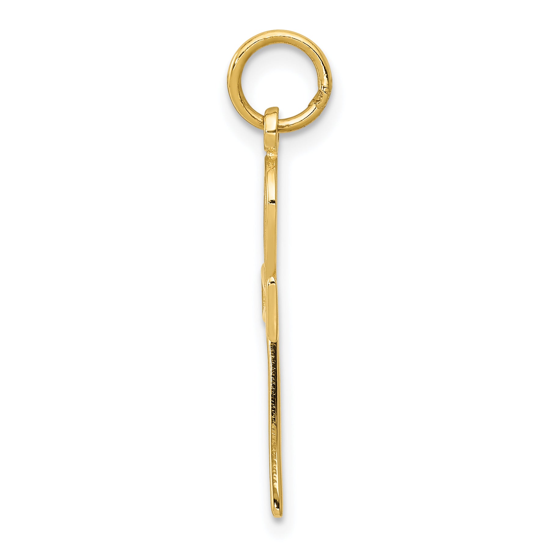 14K Gold Ankh Cross Charm with Polished & Textured Finish