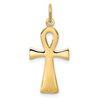 14K Gold Ankh Cross Charm with Polished & Textured Finish