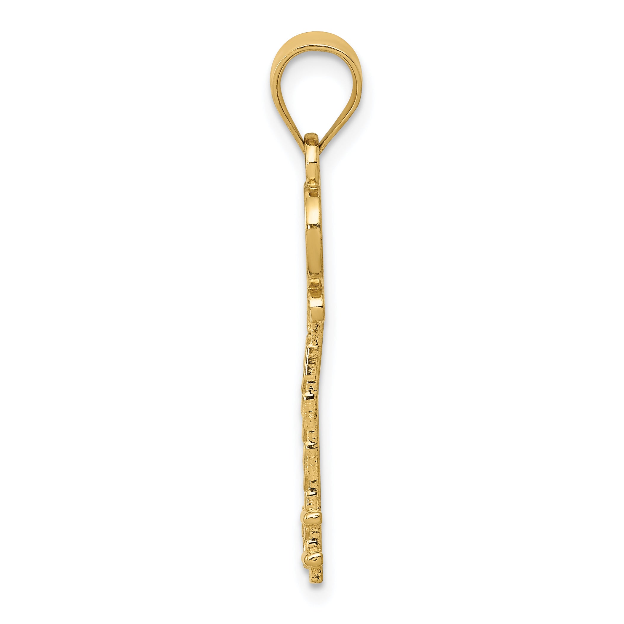14K Gold Diamond-Cut Key Pendant with Solid Cast Design