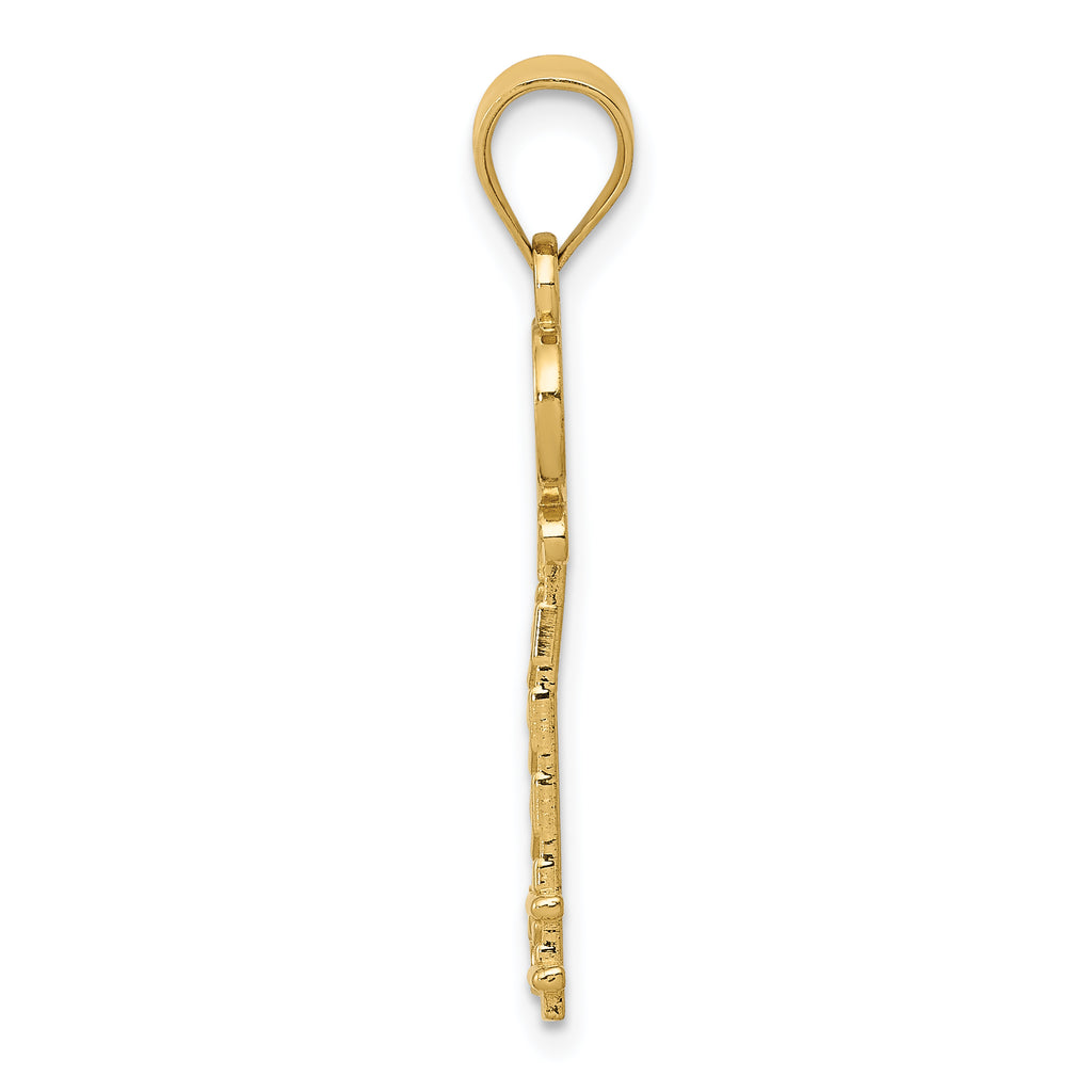 14K Gold Diamond-Cut Key Pendant with Solid Cast Design