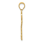 14K Gold Diamond-Cut Key Pendant with Solid Cast Design