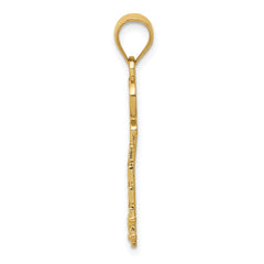 14K Gold Diamond-Cut Key Pendant with Solid Cast Design