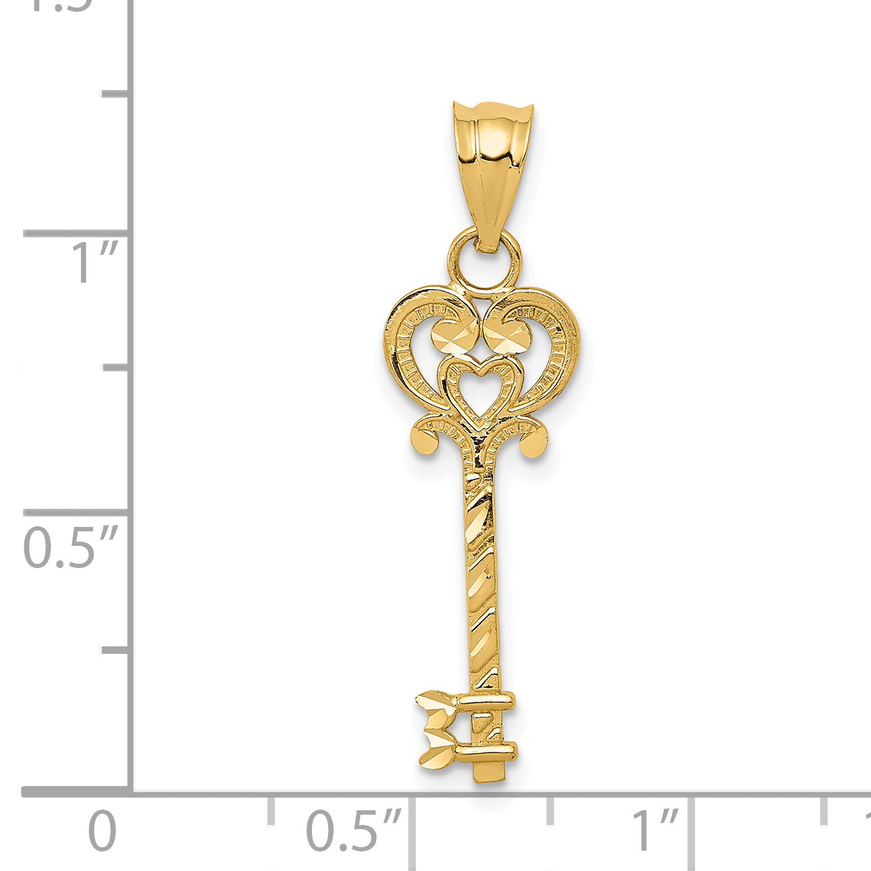 14K Gold Diamond-Cut Key Pendant with Solid Cast Design