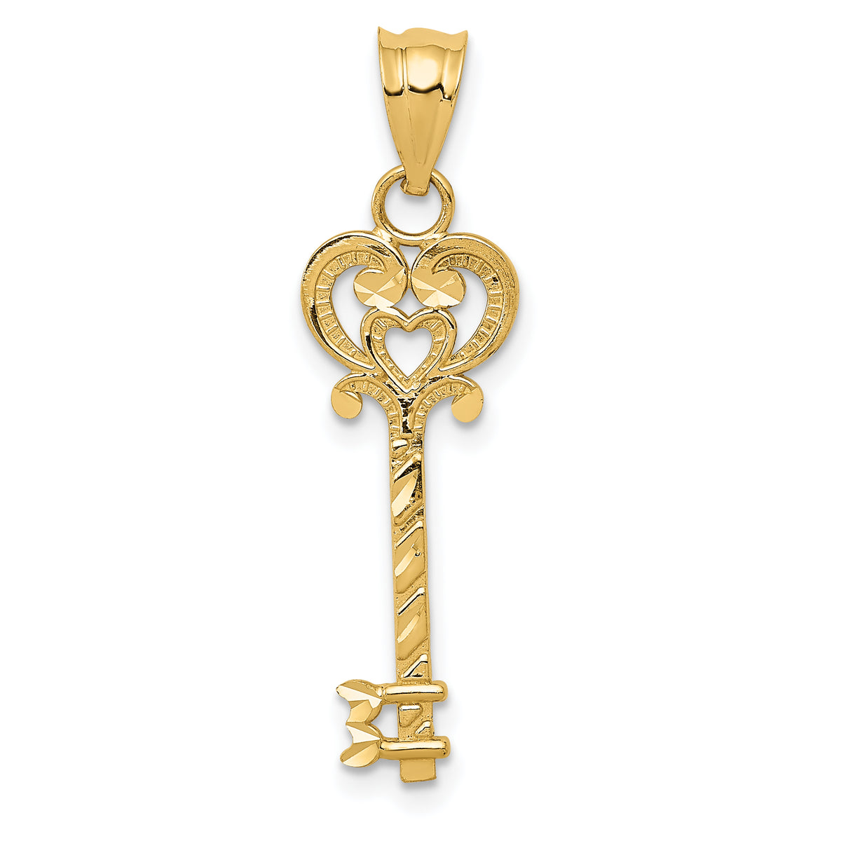 14k Diamond-cut Key Pendant