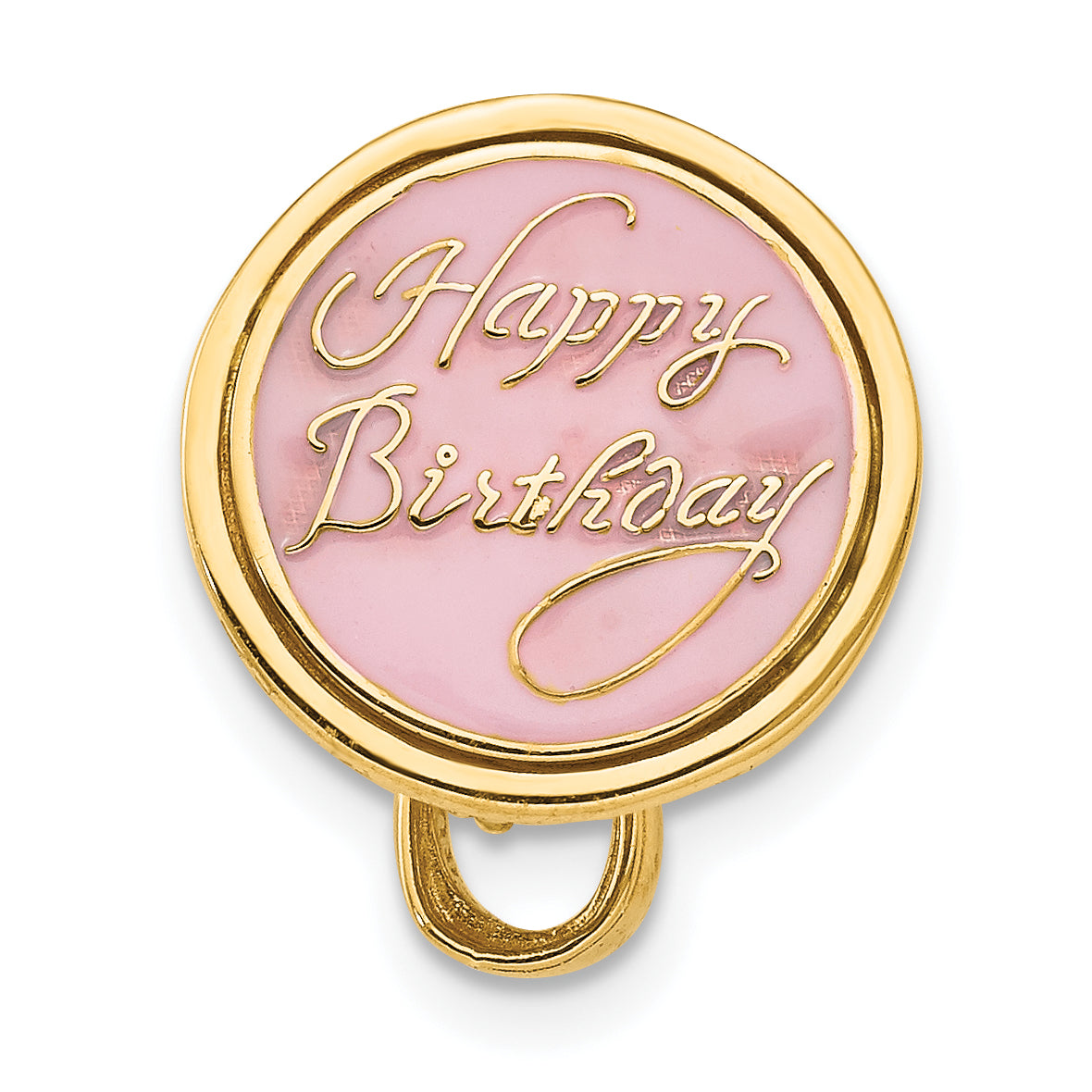14K Gold 3D Aqua Blue Enameled Birthday Cake Pendant Polished, Gift Ready