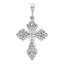 14k White Gold Fleur De Lis Cross Pendant
