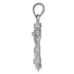 14K White Gold Mariners Cross Pendant with Rhodium Plating  Solid, Casted Design