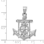 14K White Gold Mariners Cross Pendant with Rhodium Plating  Solid, Casted Design
