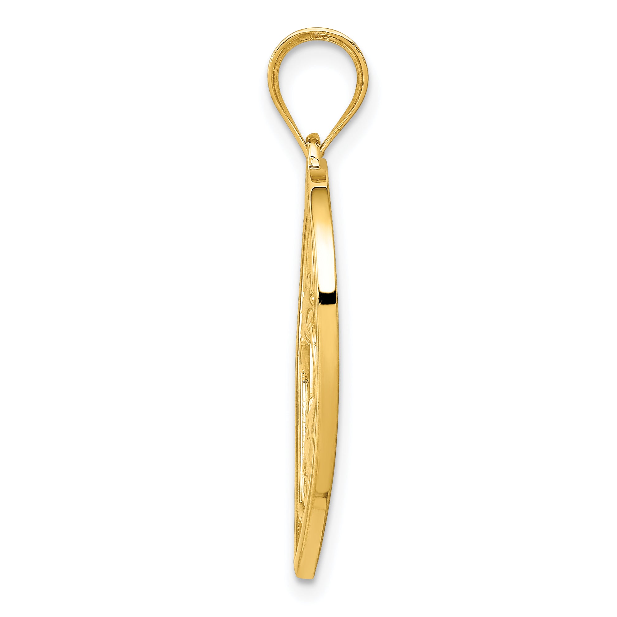 14K Gold Mother and Child Heart Pendant with Textured Back Elegant Gift Secondary image
