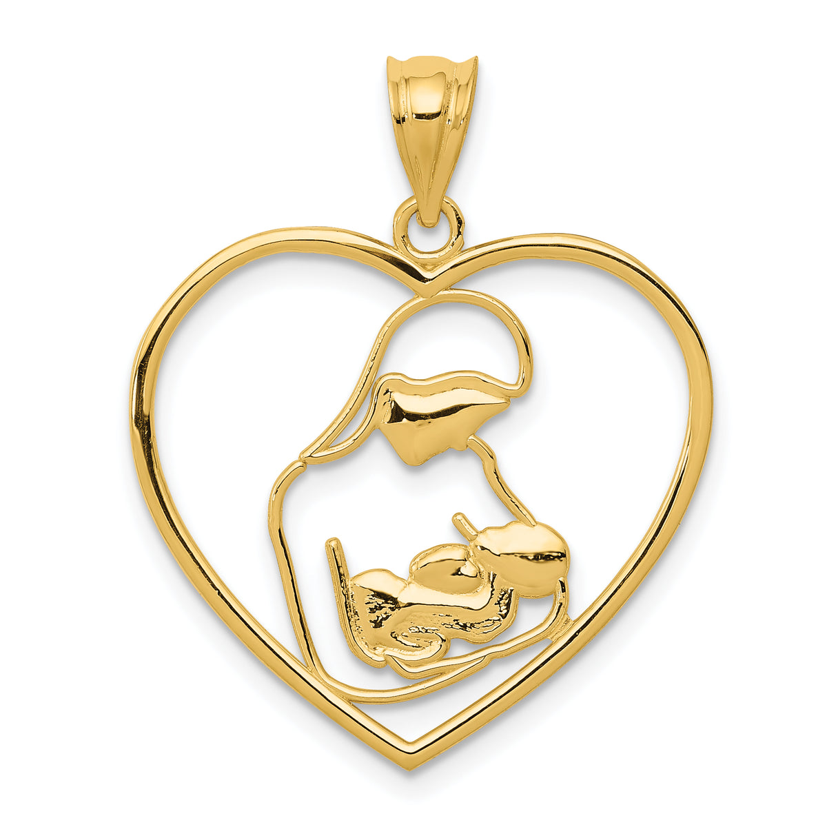 14k Mother and Child in Heart Pendant