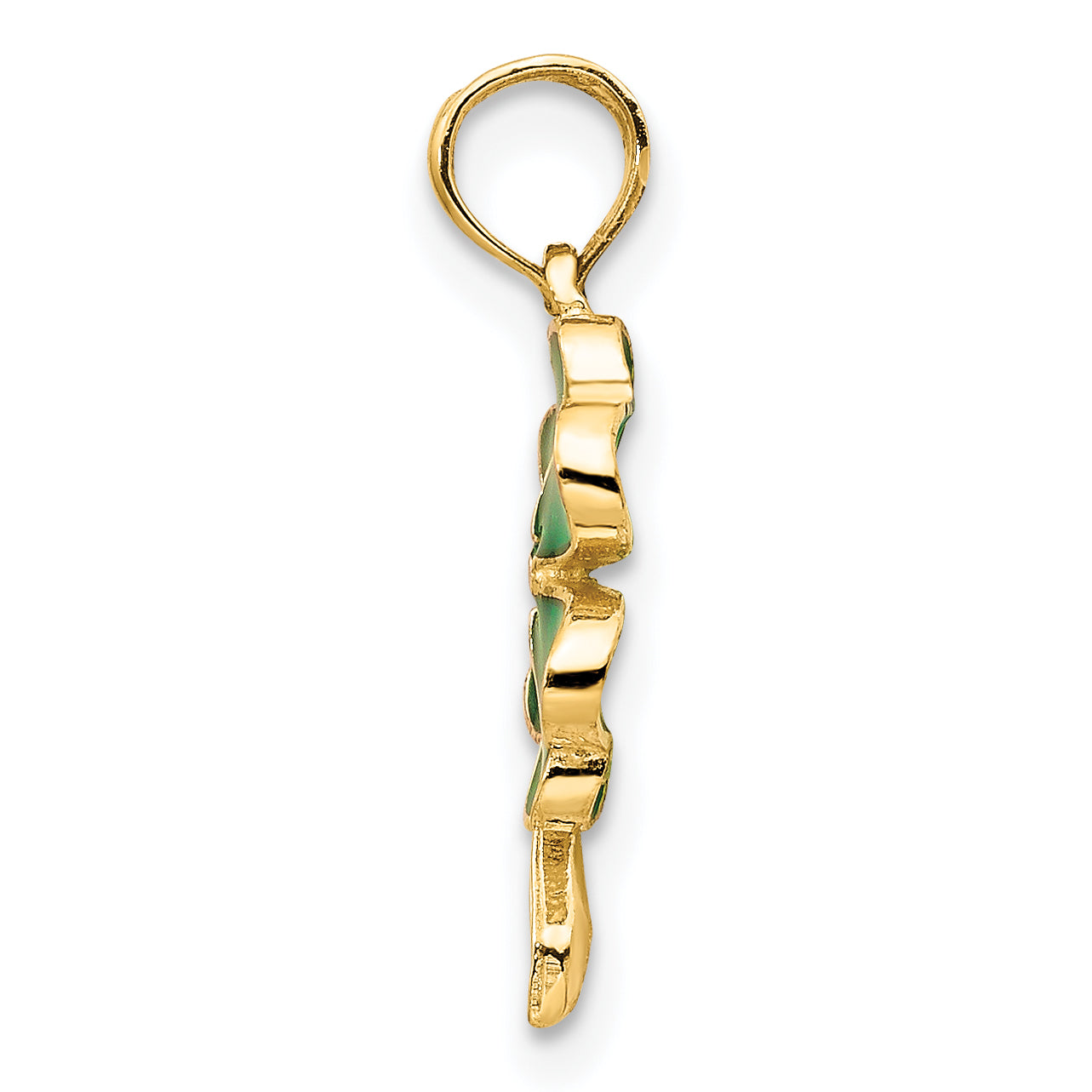 Four-Leaf Clover Enameled Pendant in 14K Yellow Gold