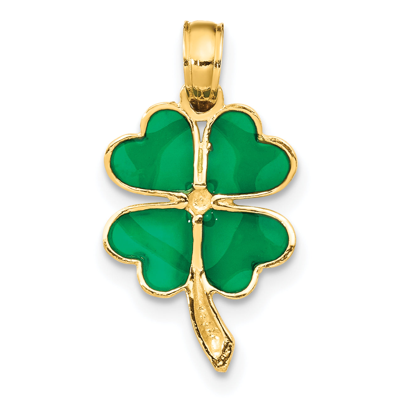 Four-Leaf Clover Enameled Pendant in 14K Yellow Gold