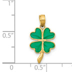Four-Leaf Clover Enameled Pendant in 14K Yellow Gold