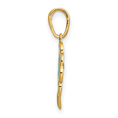 14K Gold Enameled 4-Leaf Clover Pendant with Green Accent