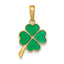 14K 4-Leaf Clover Enameled Pendant