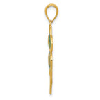 14K Gold 4-Leaf Clover Pendant with Green Enameled Tips, Polished Finish