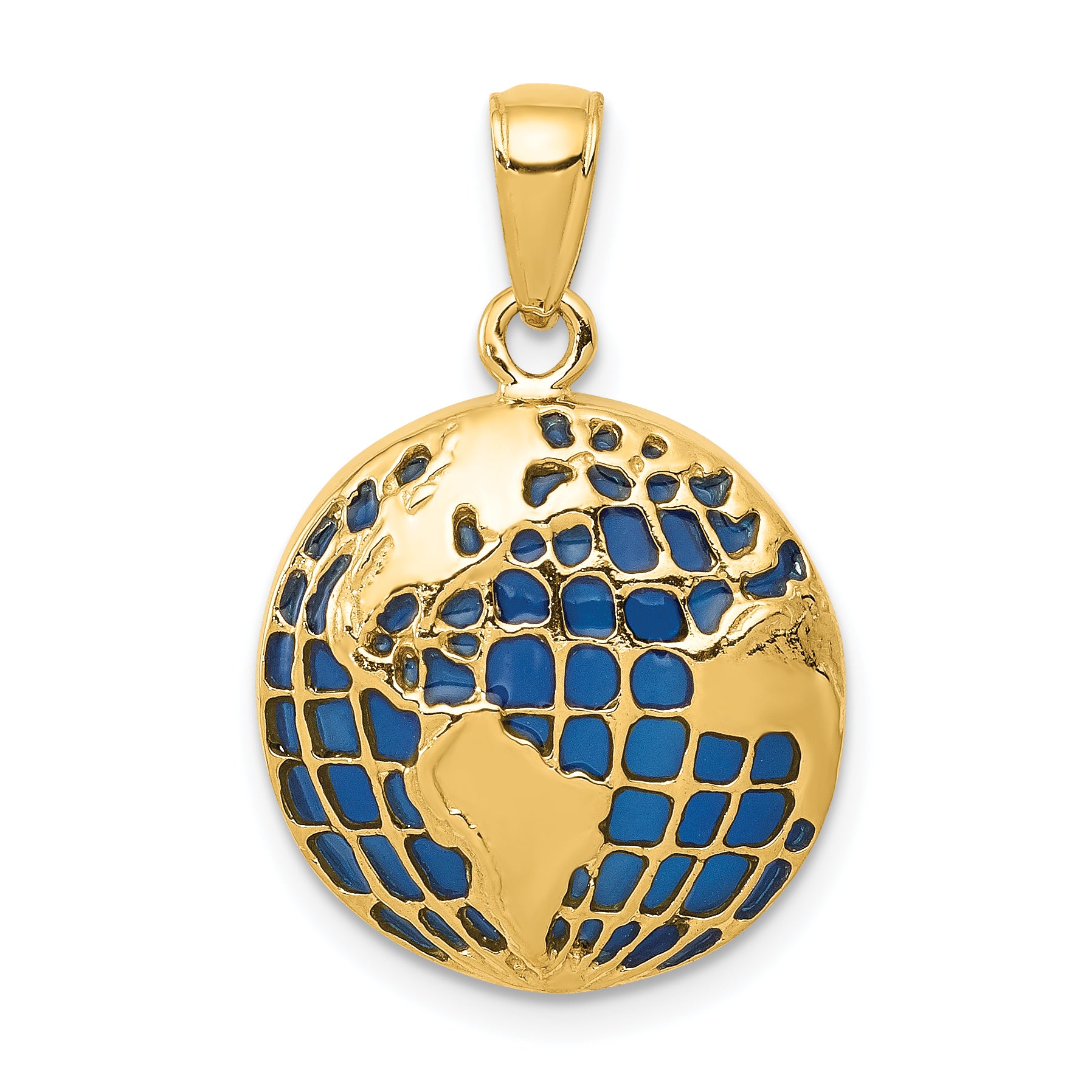 14K Blue Enameled Globe Pendant Main image