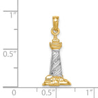 14K Gold St. Augustine Lighthouse Pendant with Rhodium Accents and Polished Finish