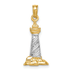 14Kw/Rhodium 3D St. Augustine Lighthouse Pendant