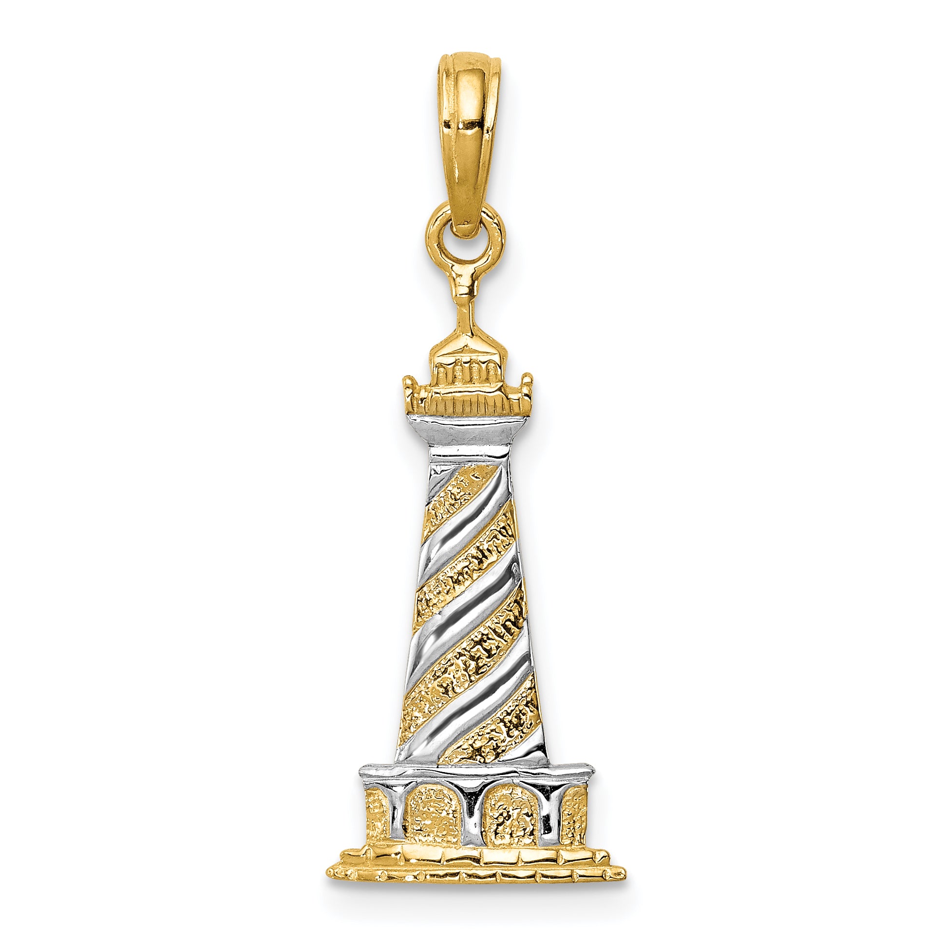 14K and Rhodium Cape Hatteras Lighthouse Pendant Main image