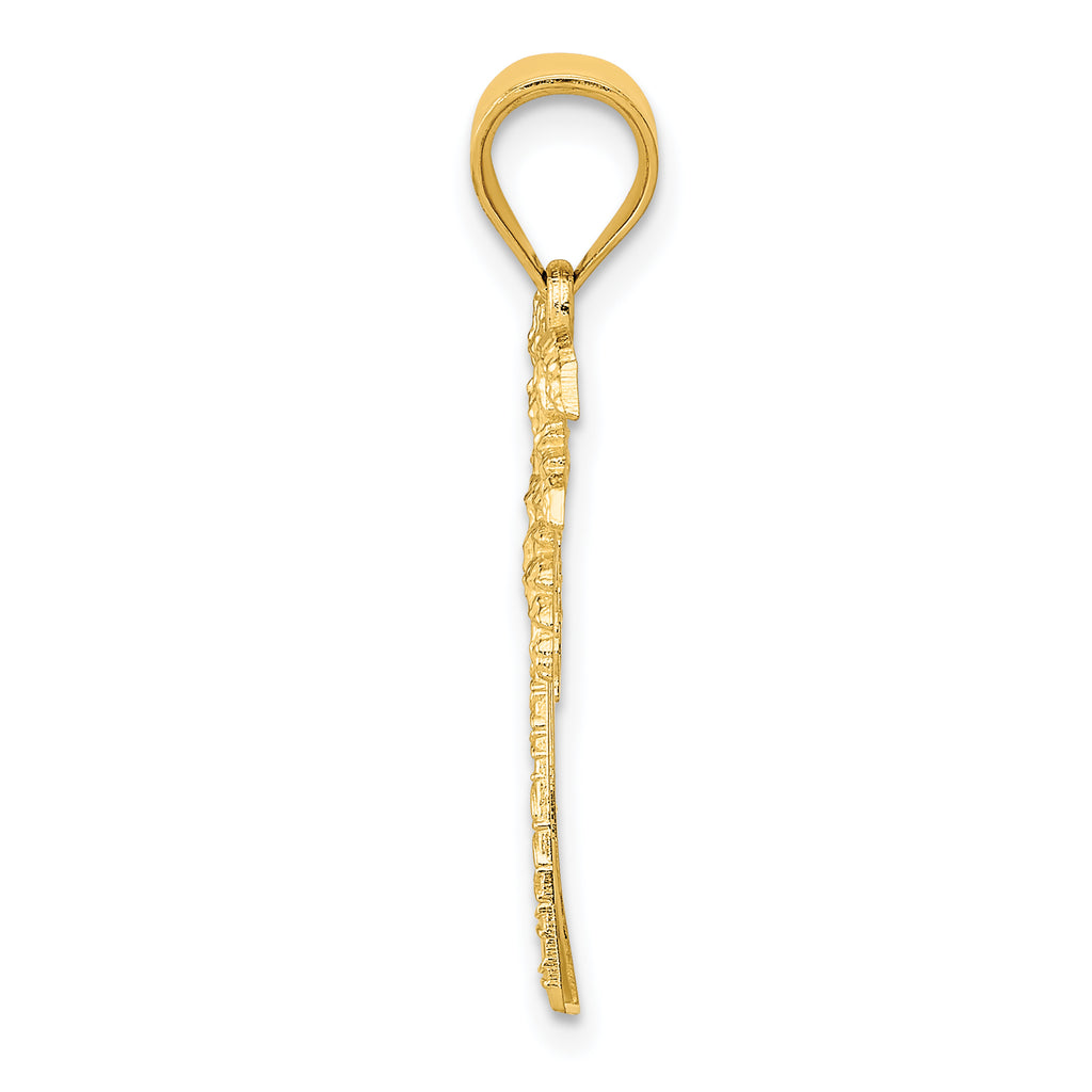 14K Gold Mini Palm Tree Pendant for Men, Solid Casted Design