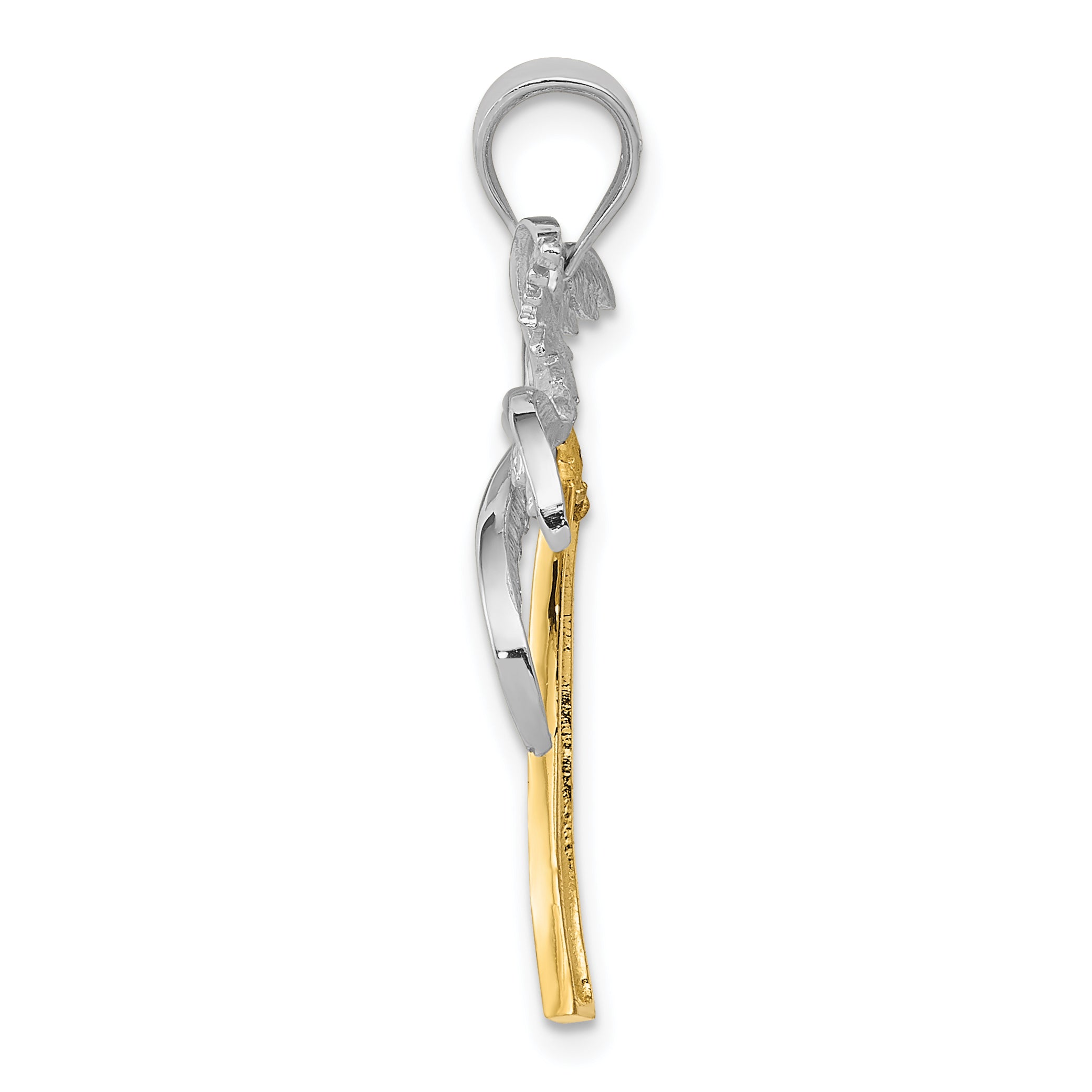 14K Two-Tone Gold Palm Tree Pendant with Solid Cast Design by Sophia Jewelers Secondary image