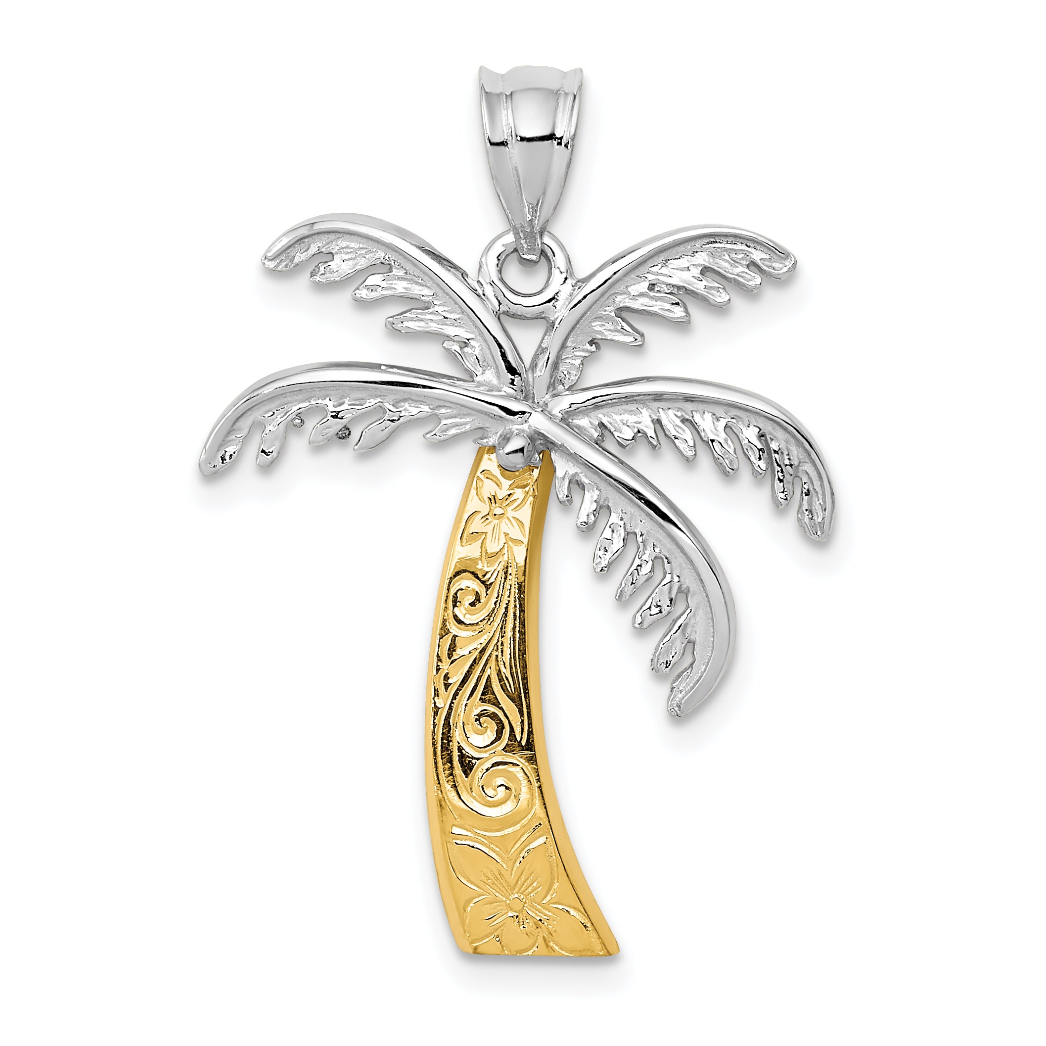 14k Two-tone Palm Tree Pendant Main image