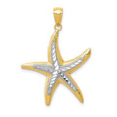 14K with White Rhodium Starfish Pendant