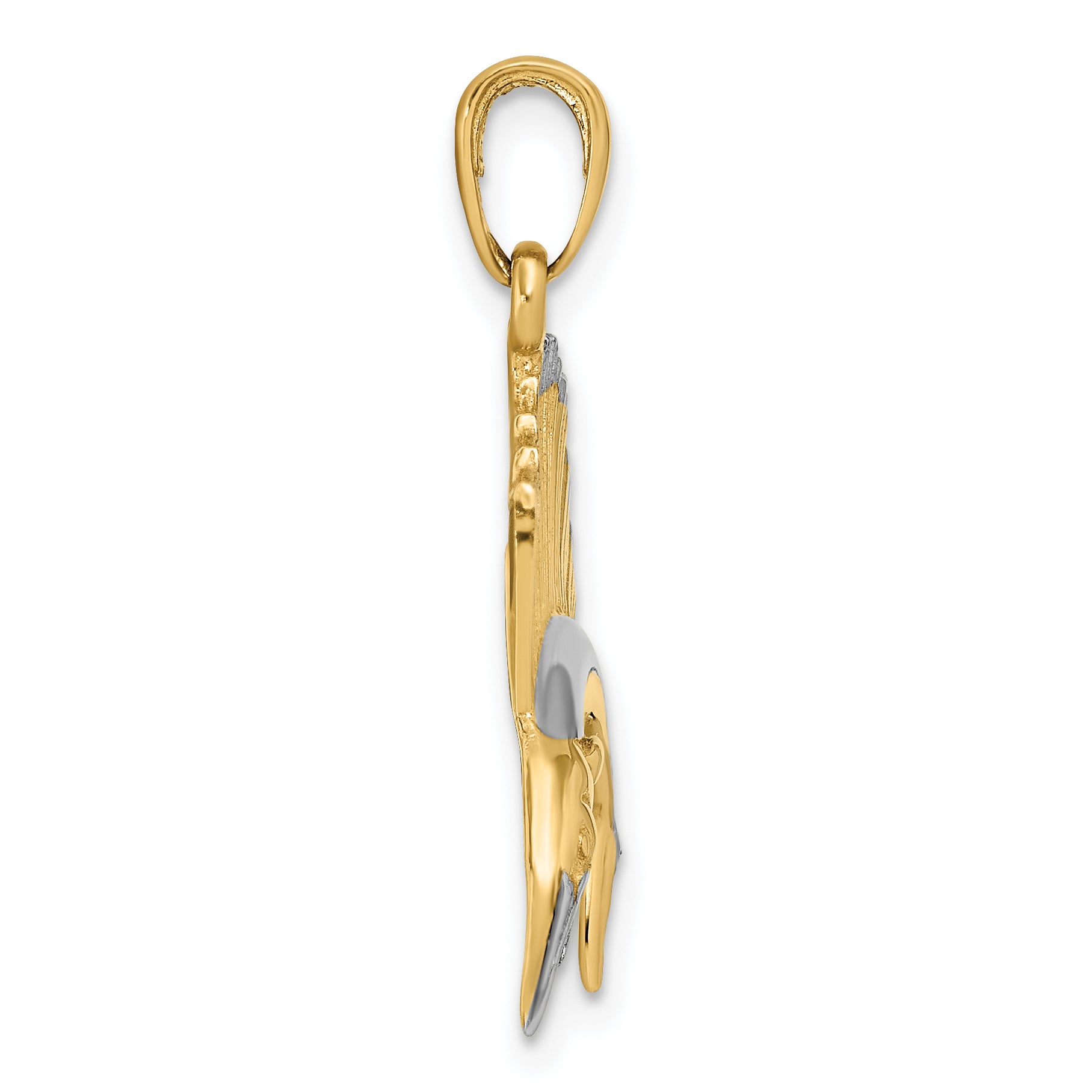 14K Gold Sailfish Pendant with Rhodium Accents  Bold Casted Design Secondary image