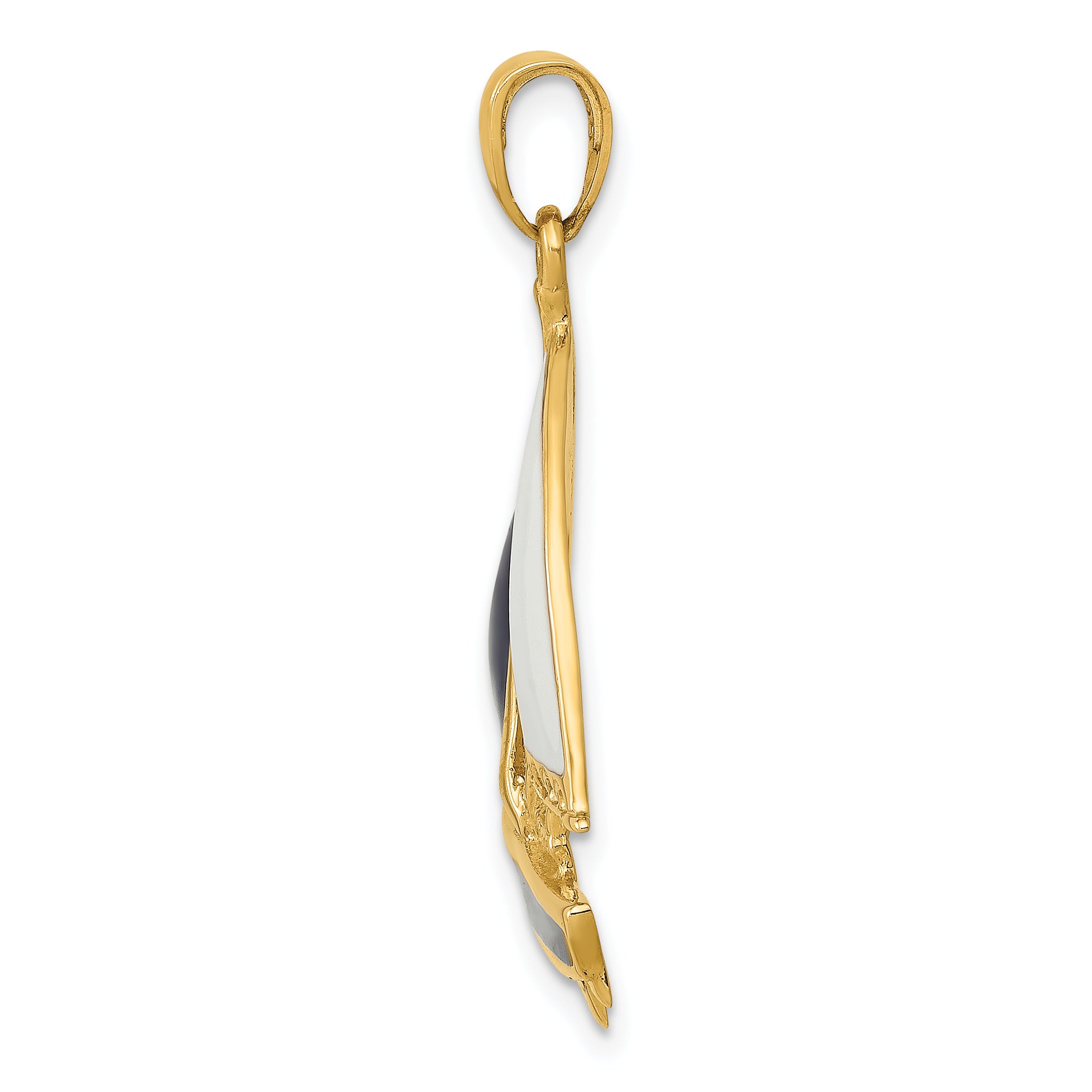 14K Gold Sailboat Pendant with Blue & White Enamel, Nautical Charm Secondary image