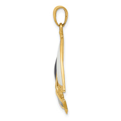 14K Gold Sailboat Pendant with Blue & White Enamel, Nautical Charm