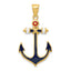 14K 2-D Red, White, and Blue Enameled Anchor Pendant