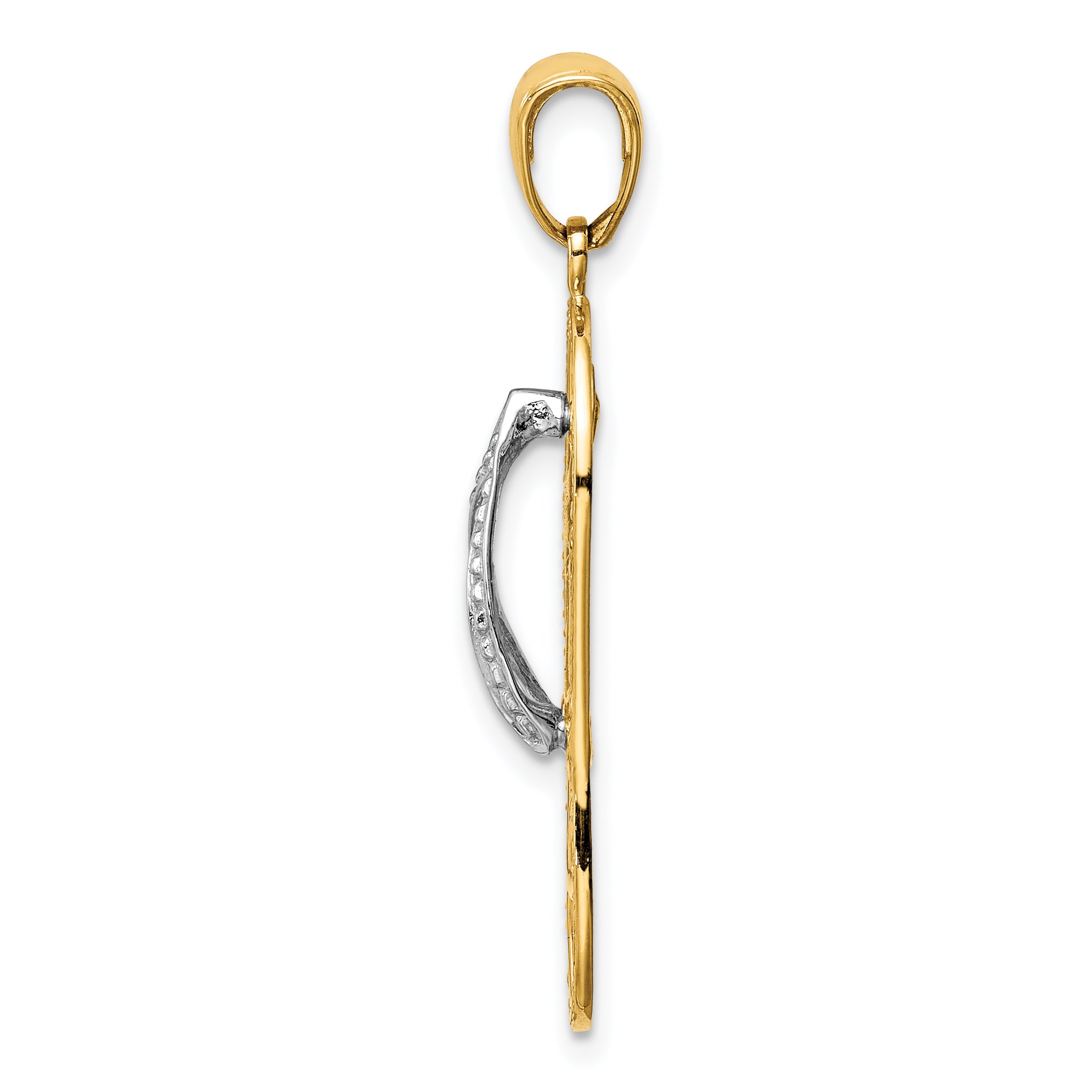 14K Two-Tone Gold Starfish Flip-Flop Pendant  Elegant Coastal Charm Secondary image
