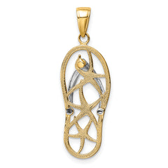 14K Two-Tone Gold Starfish Flip-Flop Pendant  Elegant Coastal Charm