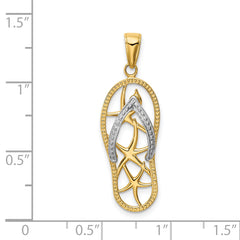 14K Two-Tone Gold Starfish Flip-Flop Pendant  Elegant Coastal Charm