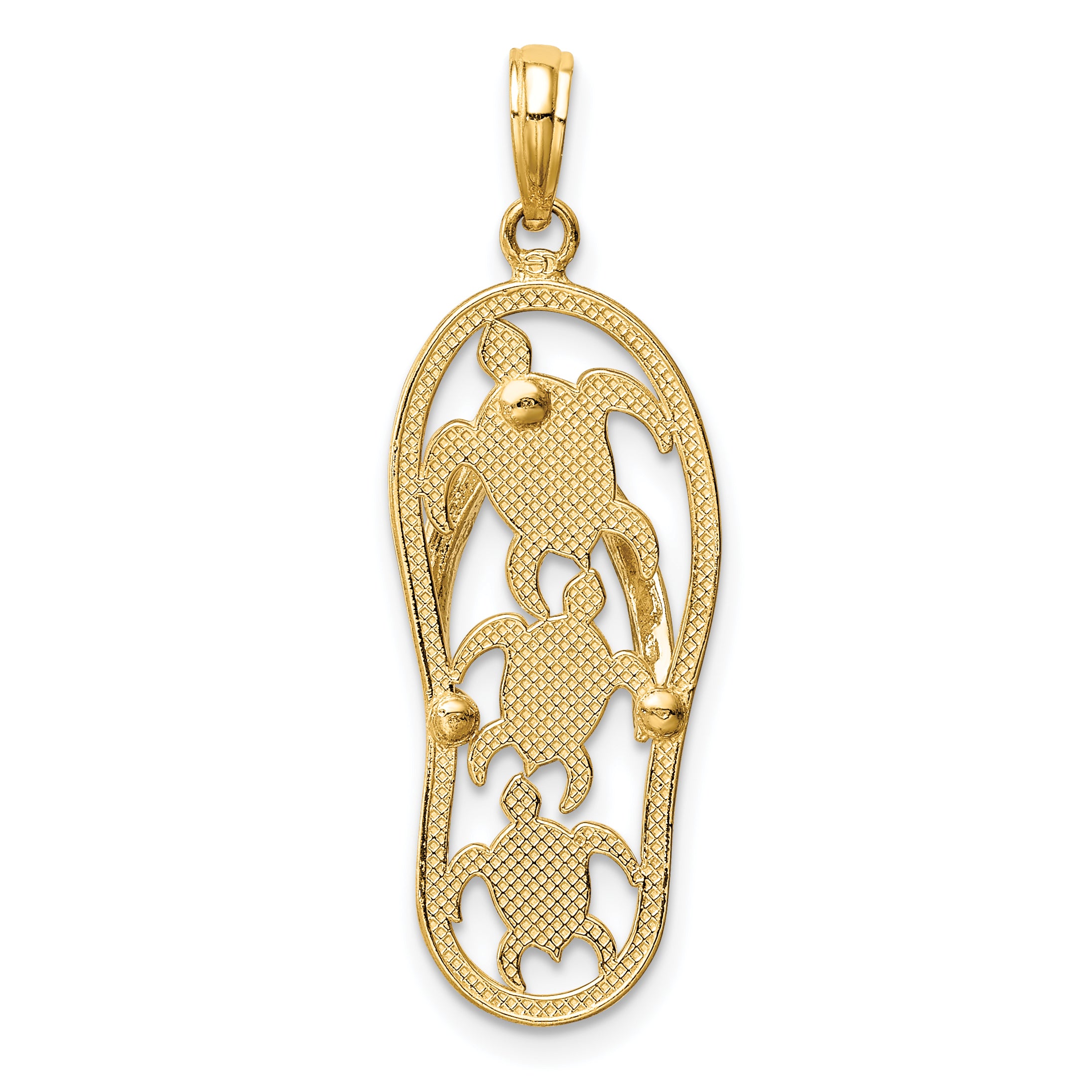 14K Two-Tone Gold Sea Turtle Flip-Flop Pendant  Elegant Themed Jewelry by Sophia Jewelers