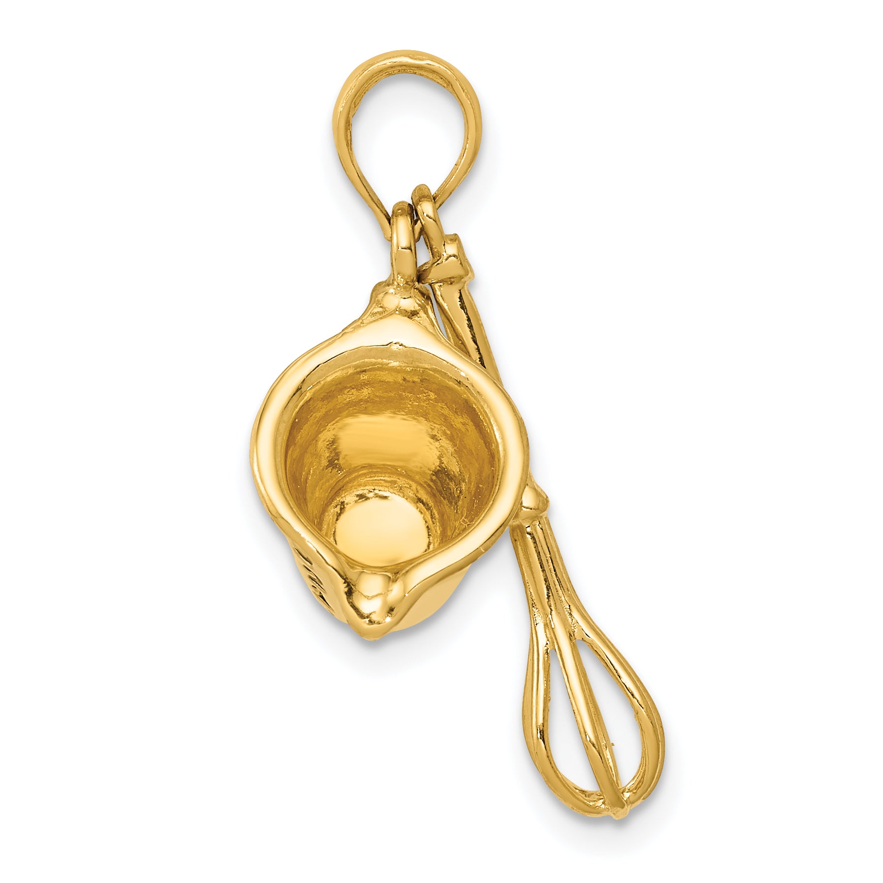 14K Gold 3D Measuring Cup and Whisk Pendant with Black Enamel Finish Secondary image