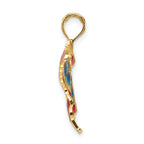 14K Gold Multi-Colored Enamel Butterfly Pendant Polished, Elegant