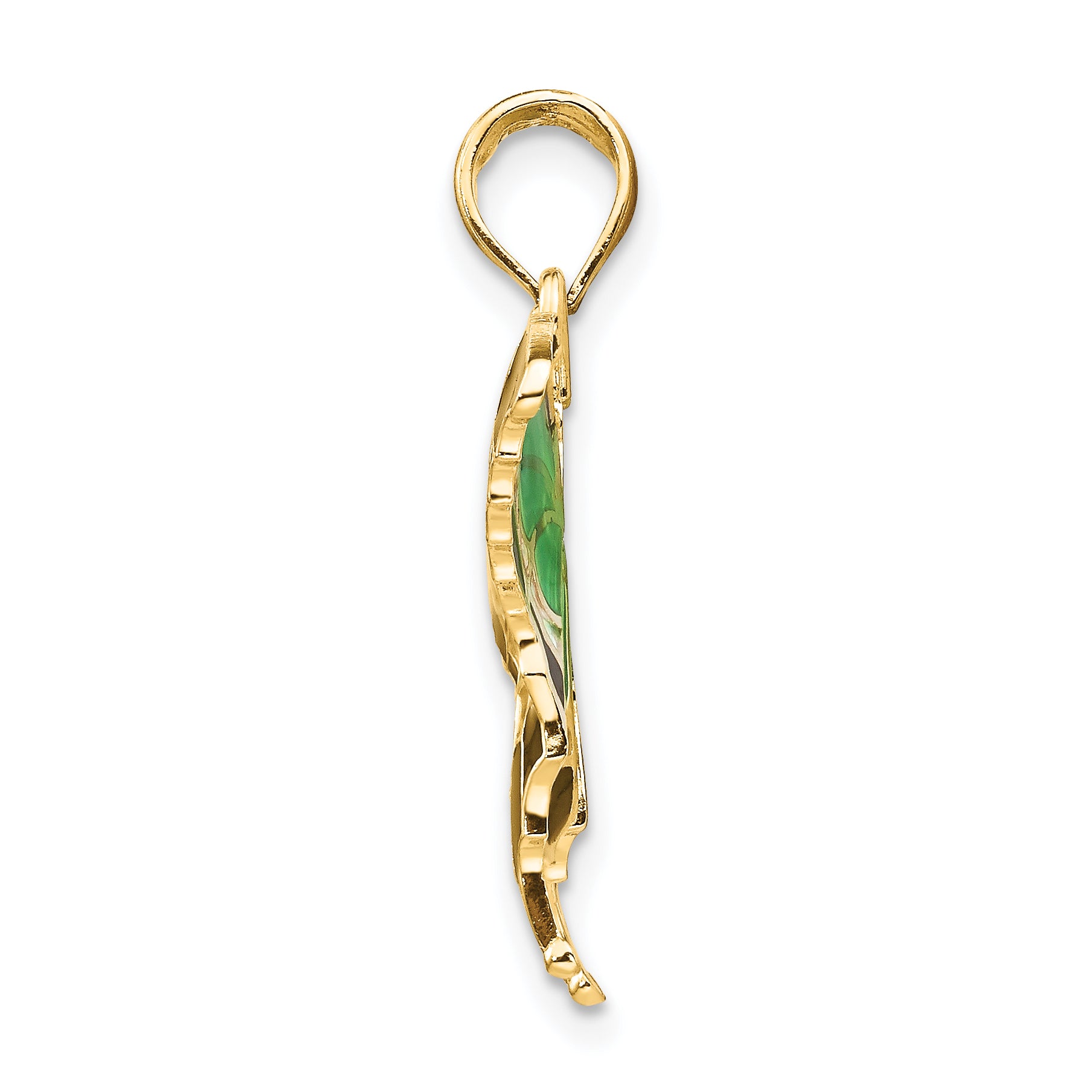 14K Gold Green Enamel Butterfly Pendant with Polished Finish Secondary image